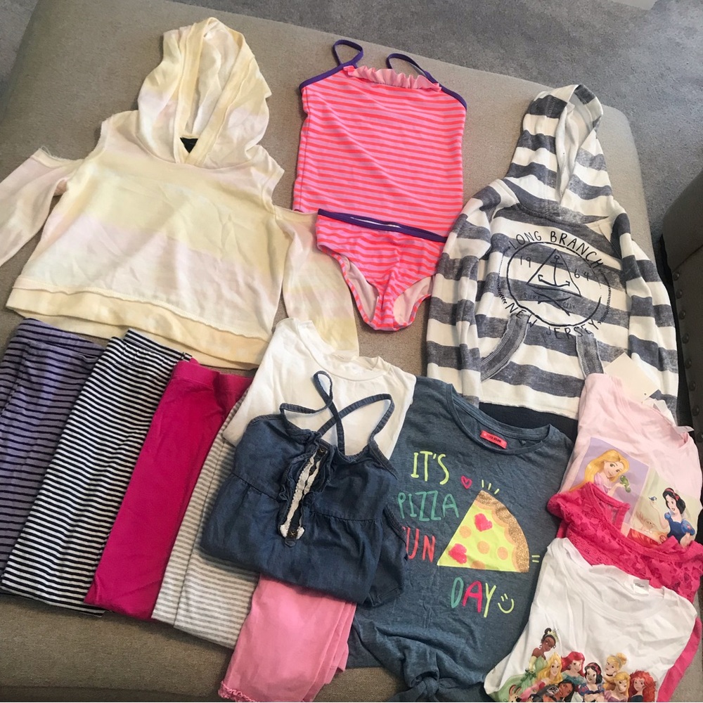 Girl bundle 6/7, shirts, hoodie, leggings, new swimsuit